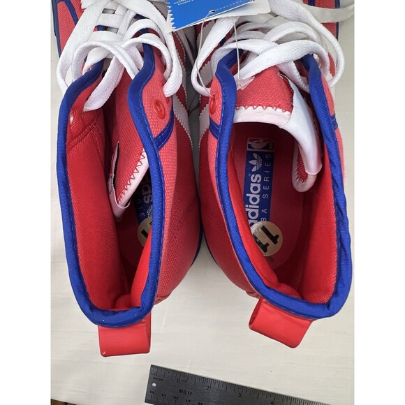 NEW Adidas NZA‎ Shell NBA Philadelphia 76ers Red Blue High top Sneakers Mens 11 - Picture 7 of 10